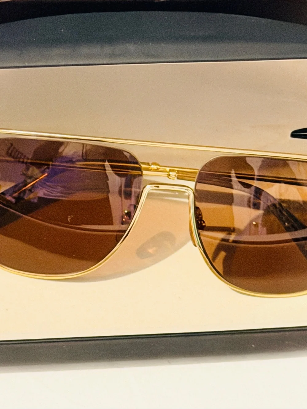 Alexander McQueen Gold Frame Sunglasses with Brown Gradient Lenses